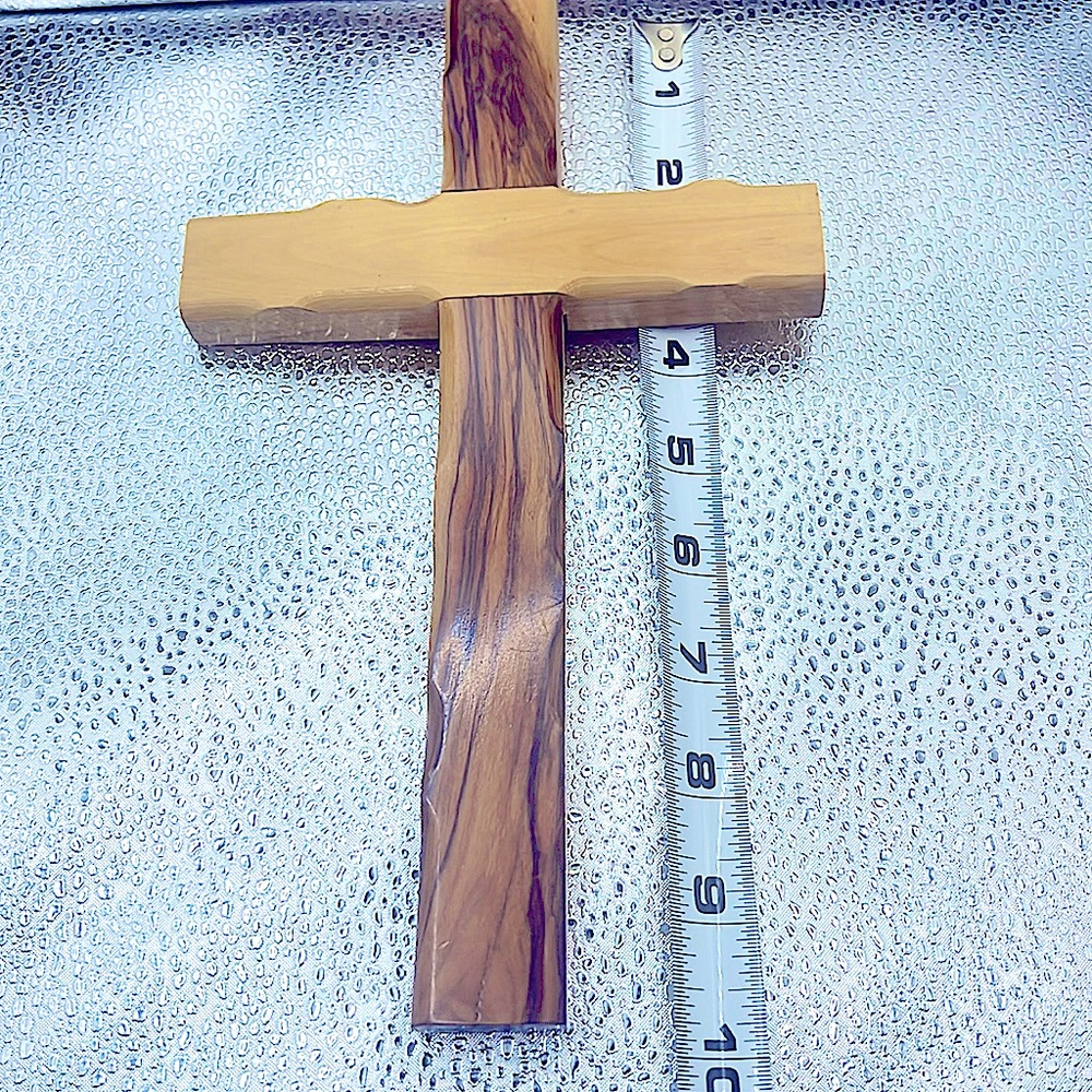 Large 10 inch olive wood carved wall cross, from Bethlehem.
